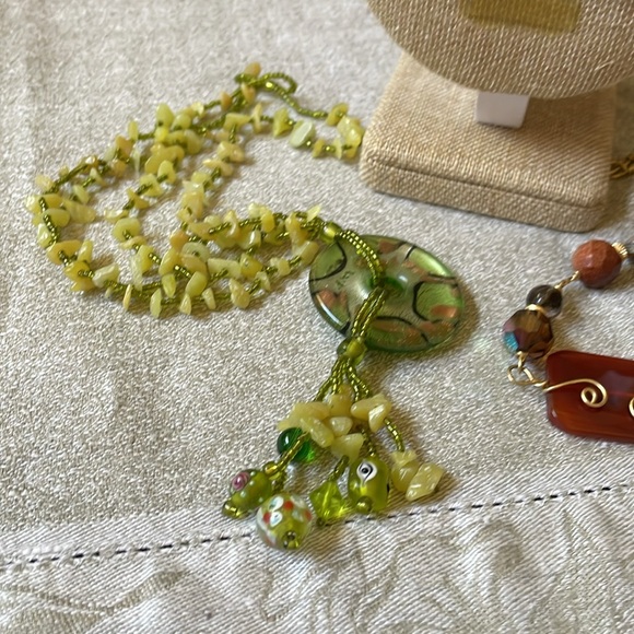 Lot of 5 fashion multicolor handcrafted stone glass crystal green purple lime - Picture 3 of 14